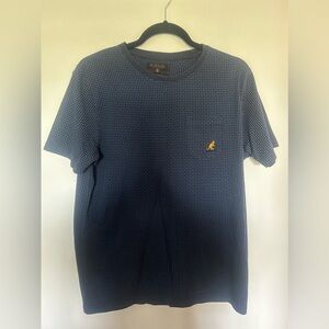 EUC Men’s Kangol T-shirt, size L, Blue/Black pattern.
